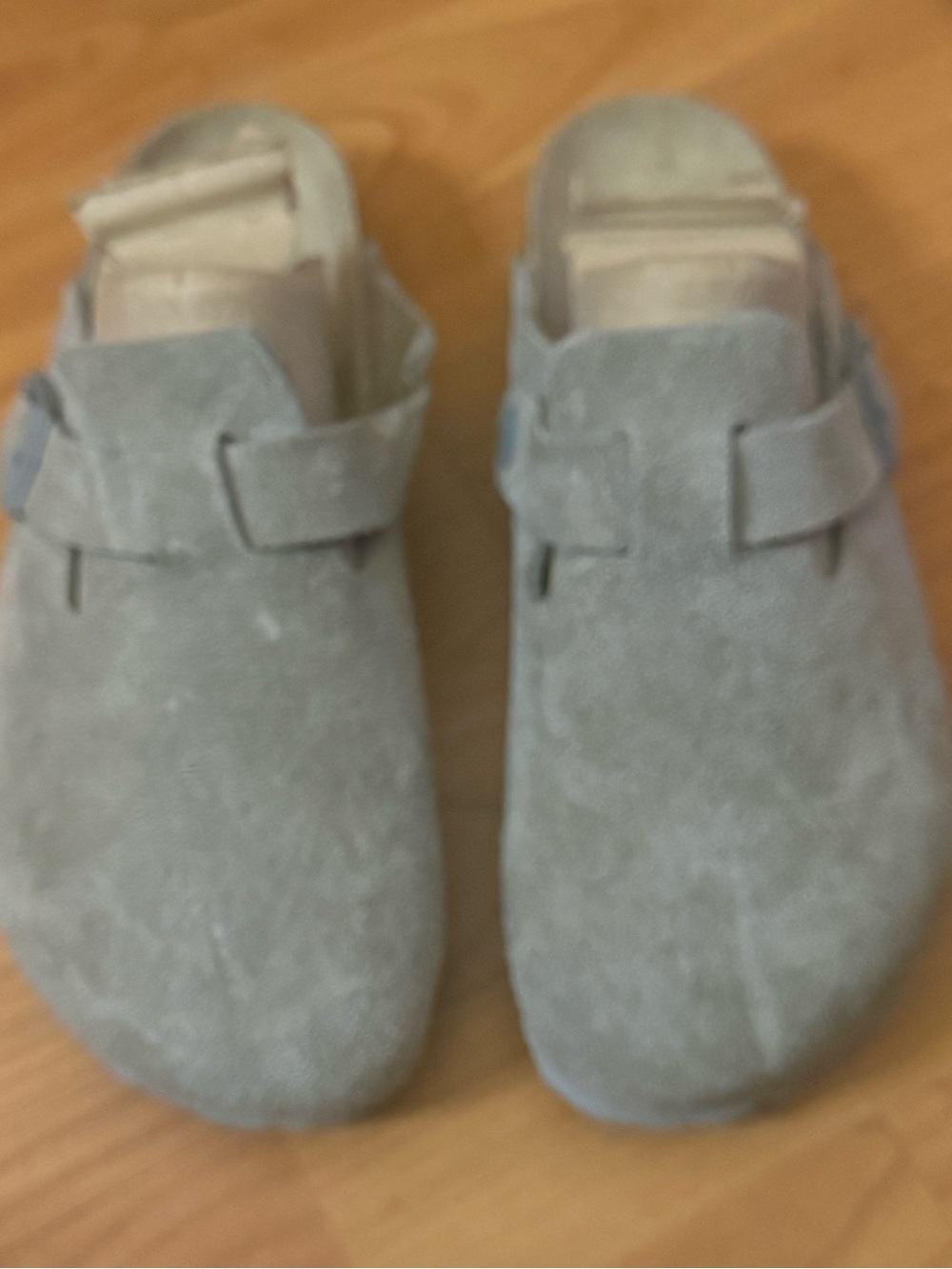 Birkenstock Boston Soft Footbed Gray Suede Clogs W6 - EU 37 Regular Fit